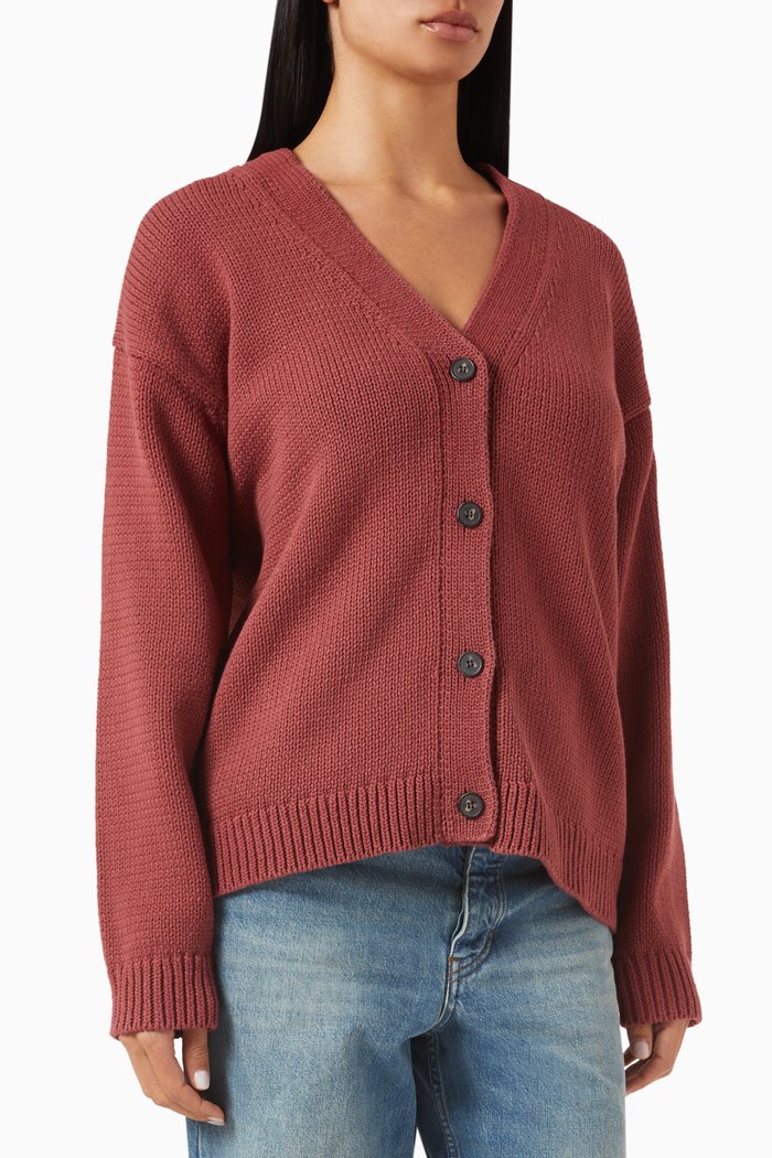 

Oversized Cardigan in Textured-knit, Burgundy
