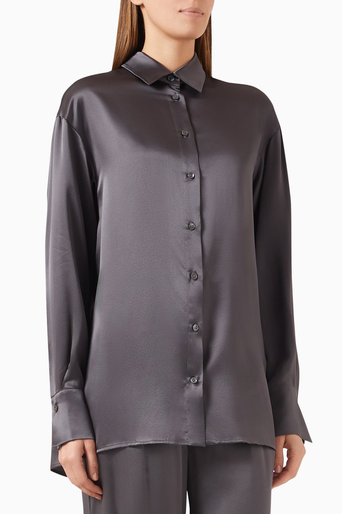 

Relaxed-fit Shirt in Mulberry Silk, Grey