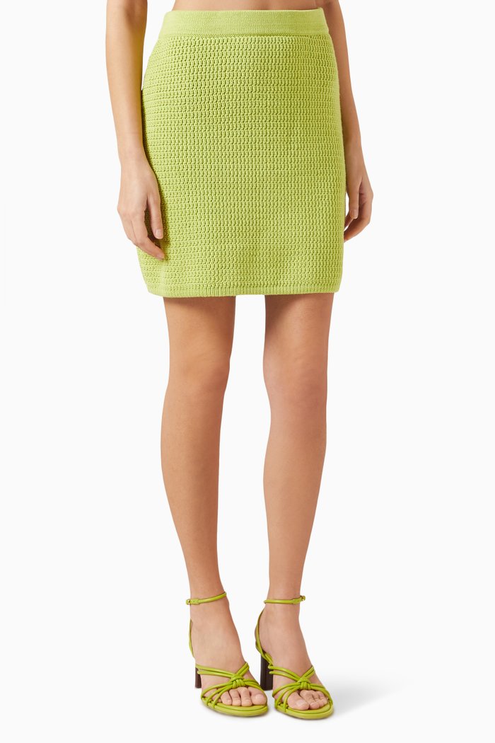 

Chunky-knit Mini Skirt in Cotton, Green
