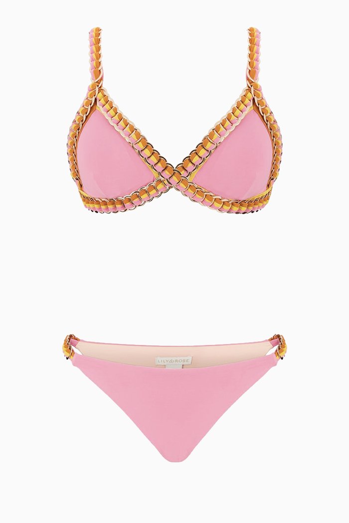 

Bubble Triangle Bikini Set in Stretch-nylon, Pink