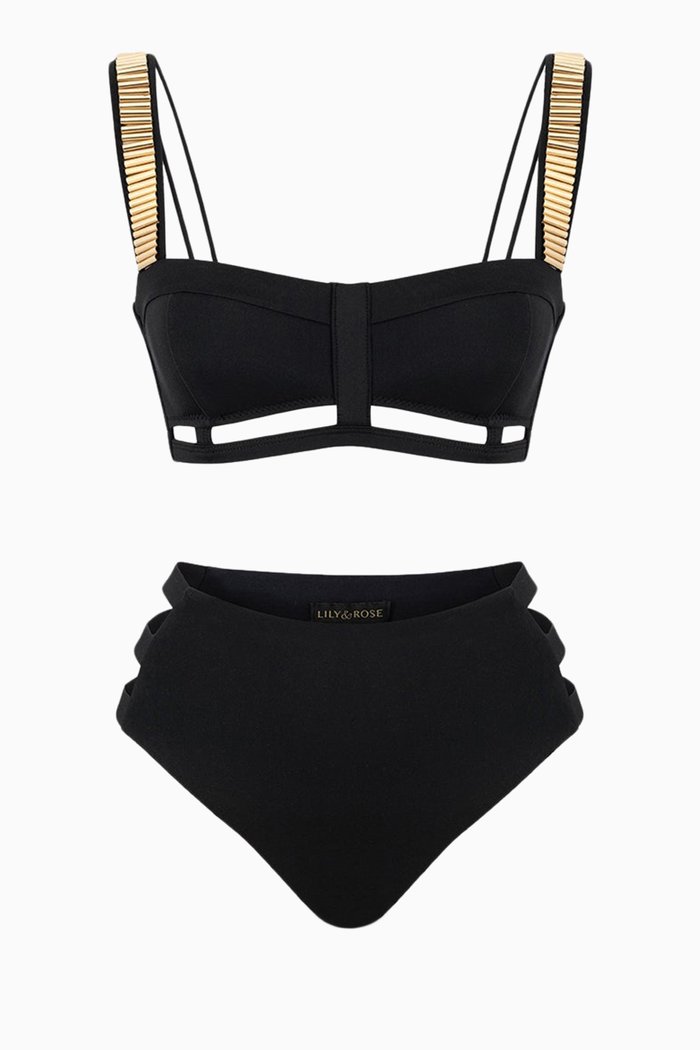 Gatsby Bikini Set in Stretch-nylon, Black