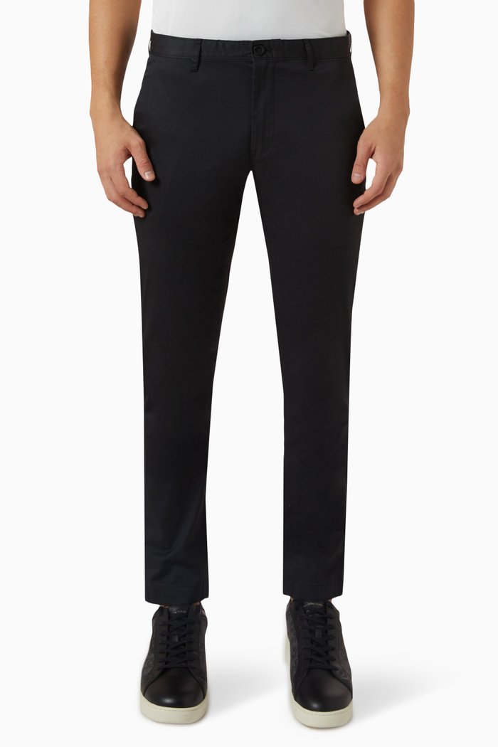 Skinny-fit Chino Pants in Stretch Cotton, Black