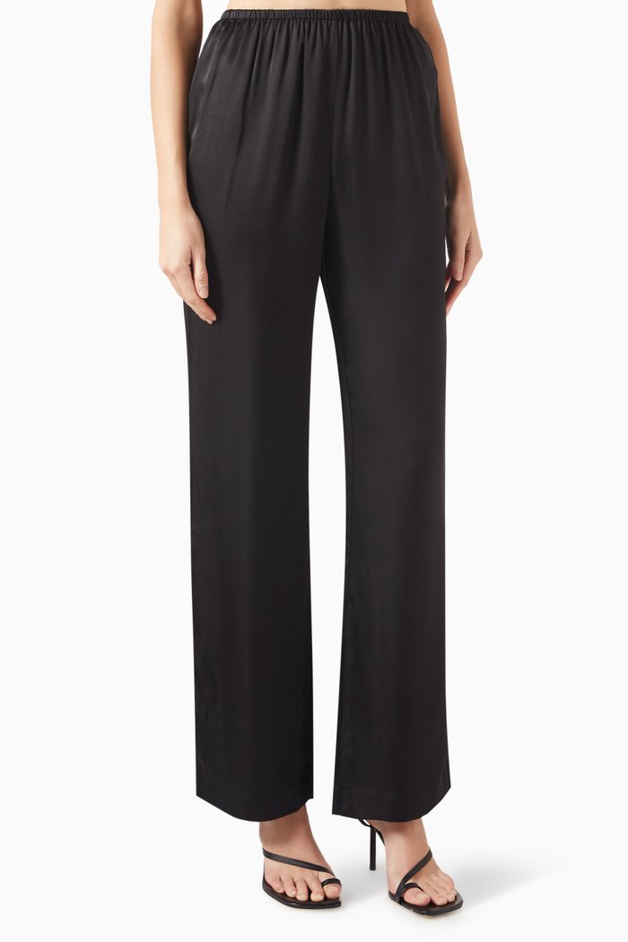 

Aden Drawstring Pants in Silk-blend, Black
