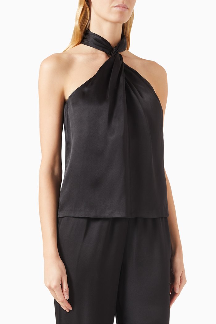 

Becca Halterneck Top in Silk-blend, Black