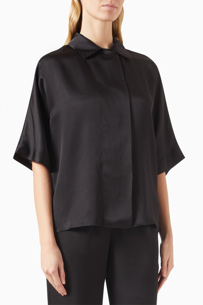 

Julia Oversized Shirt in Silk-blend, Black
