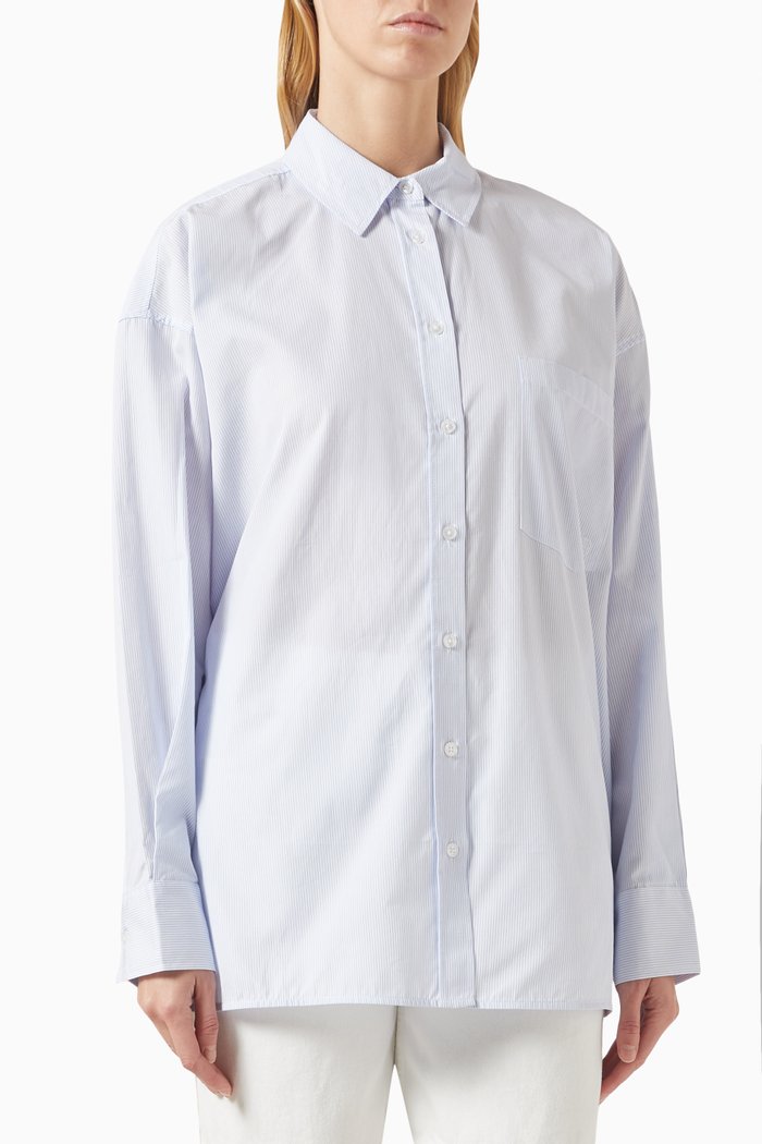 

Chrissy Oversized Shirt in Cotton Poplin, Multicolour