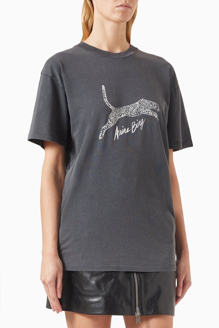 

Walker Leopard-logo T-shirt in Organic Cotton, Black