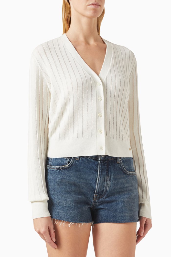 

Hazel Ribbed Cardigan in Wool-knit, Neutral