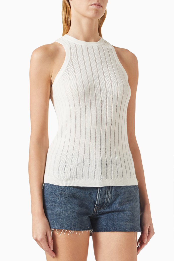 

Noel Ribbed Tank Top in Wool-knit, White