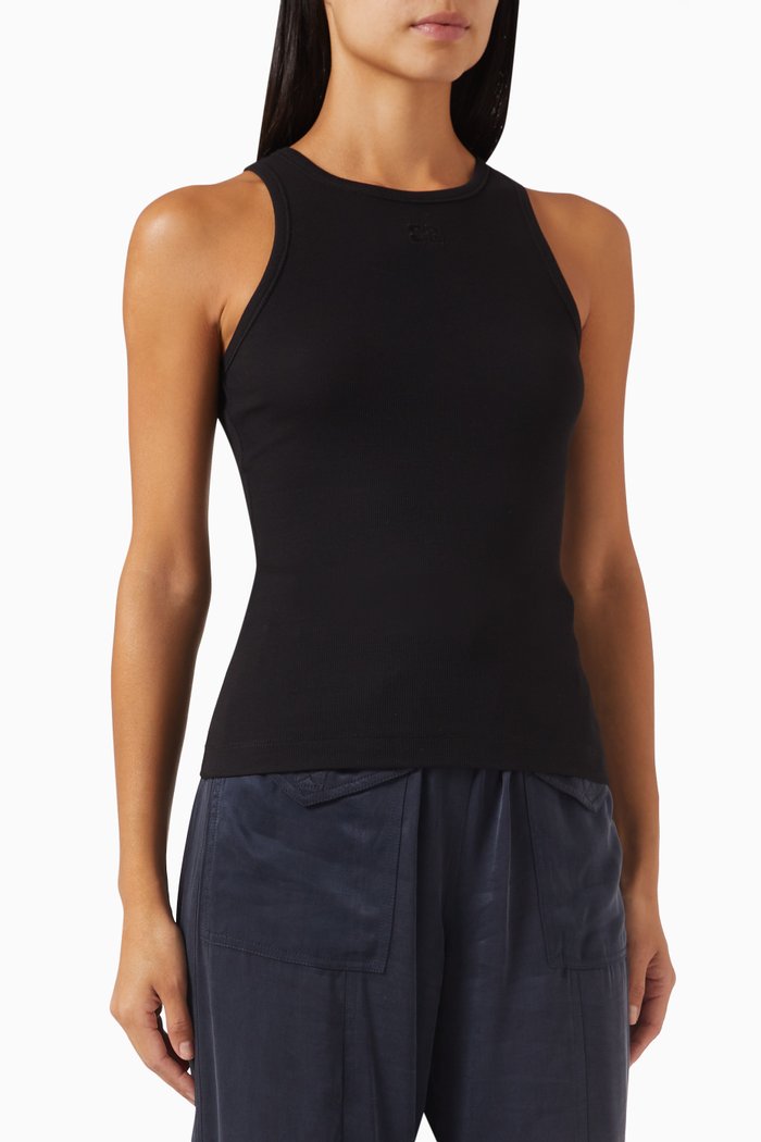 

Ribbed Tank Top in Cotton-jersey, Black