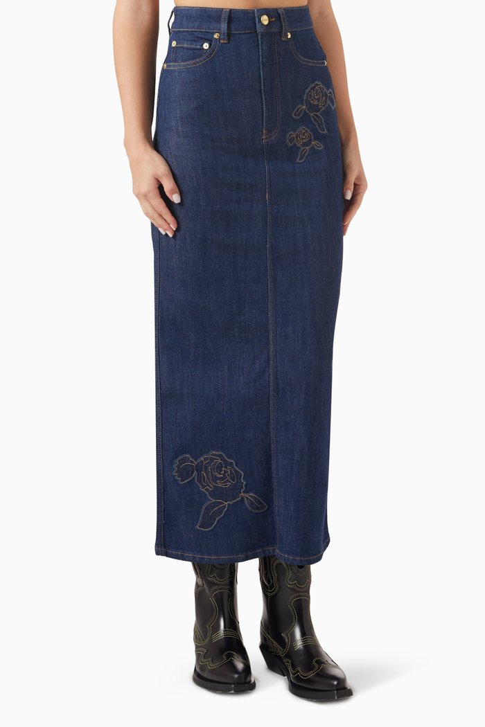 

Stitch Maxi Skirt in Denim, Blue