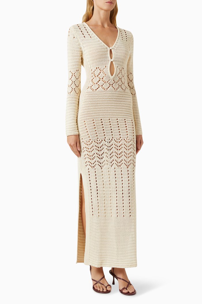 

The Lucinda Maxi Dress in Crochet, Neutral