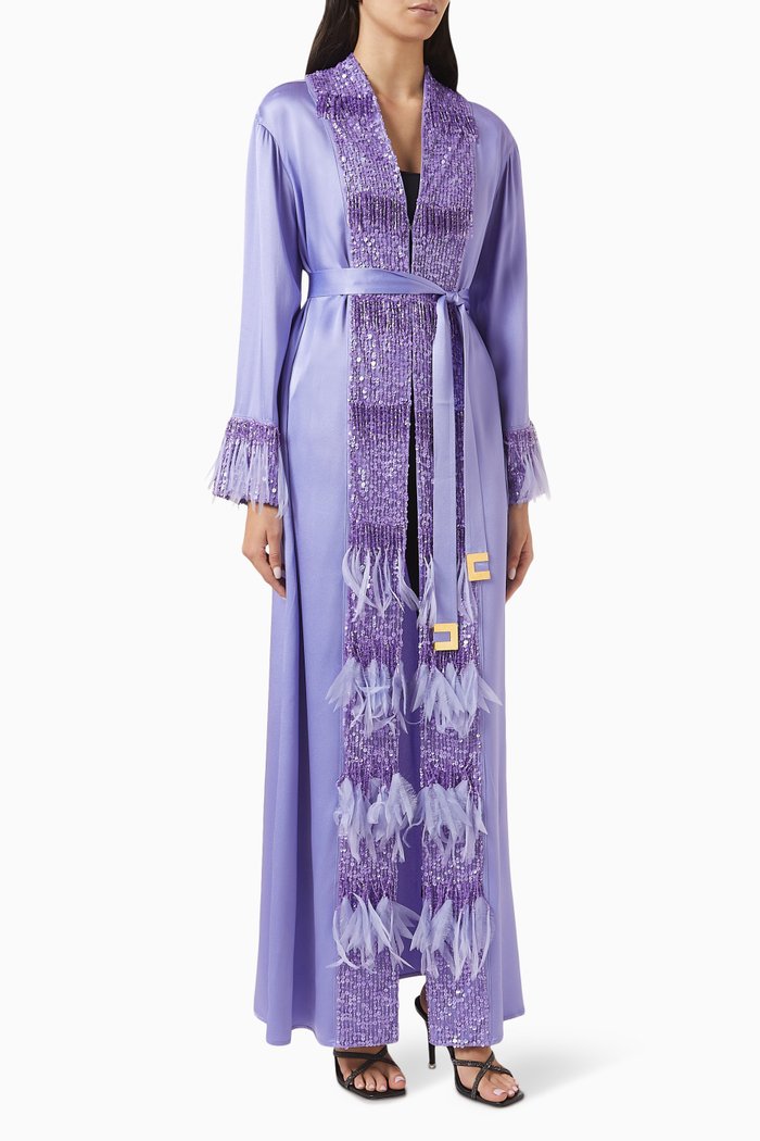 

Embellished Kaftan in Silk, Purple