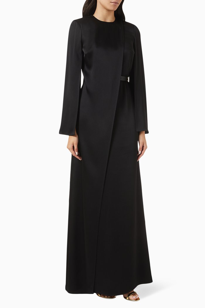 

Belt Dress in Satin, Black