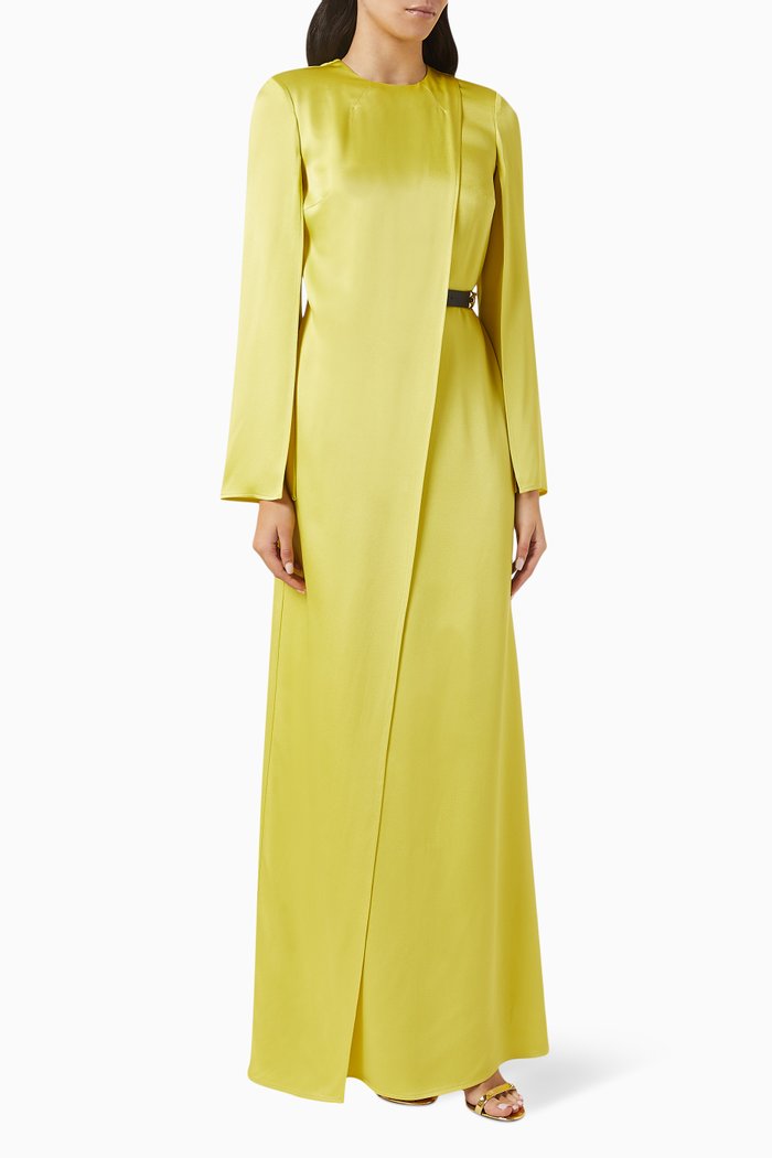

Belt Dress in Satin, Green