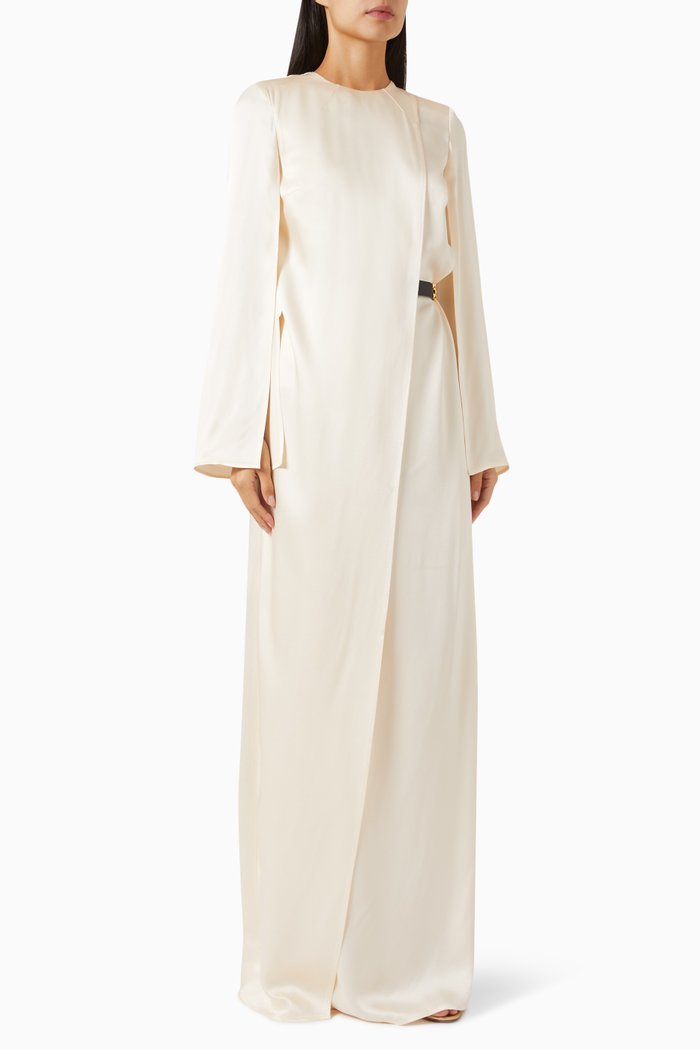 

Belt Dress in Satin, Neutral