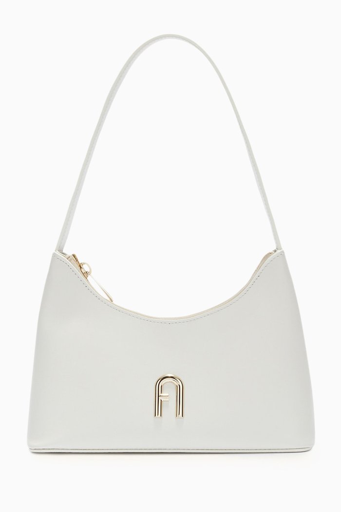 

Mini Diamante Shoulder Bag in Leather, White