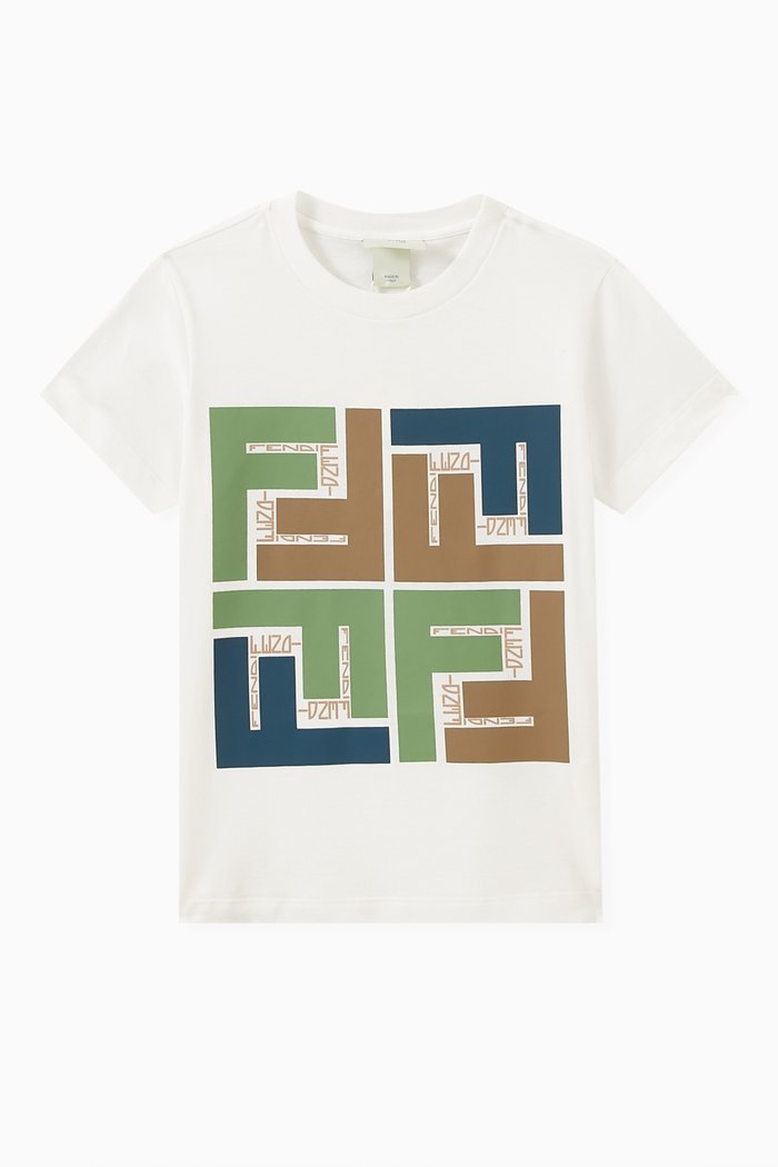 

Graphic Logo Print T-shirt in Cotton Jersey, White