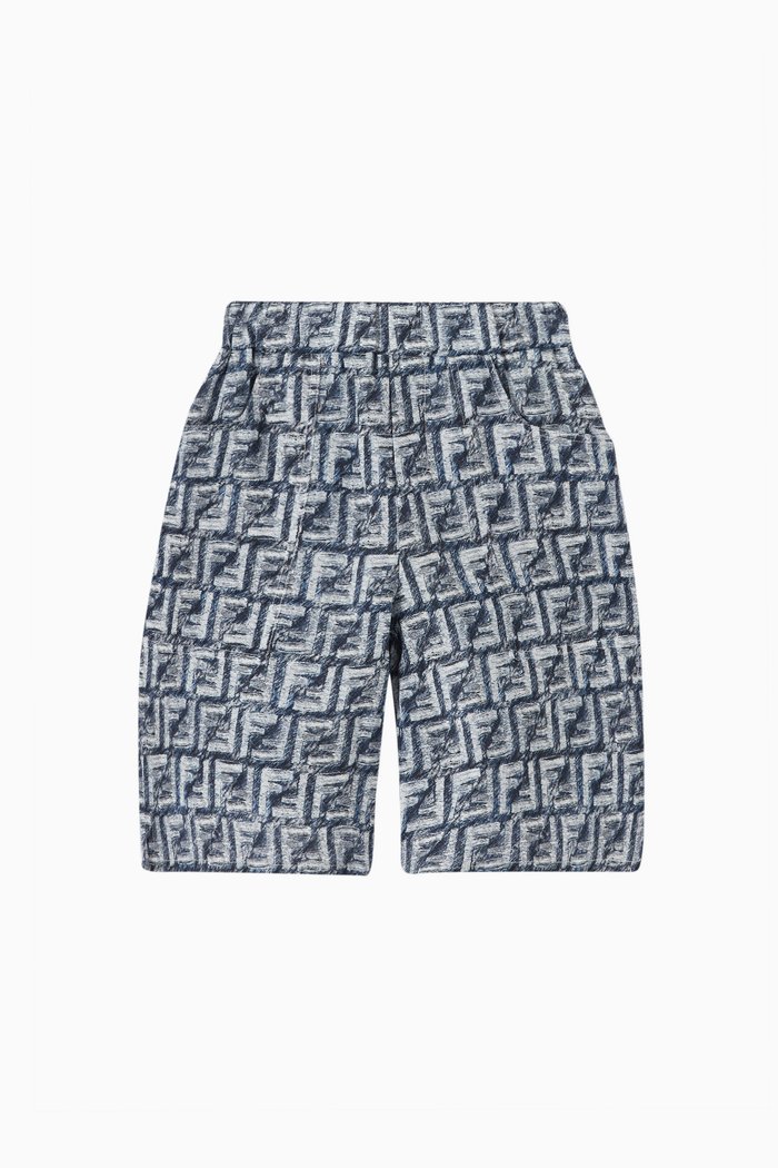 

Logo Bermuda Shorts in Linen, Blue