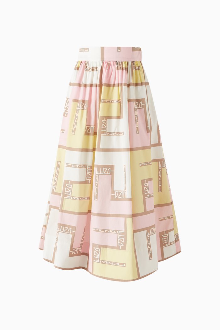 

Logo Puzzle Print Skirt in Cotton, Pink