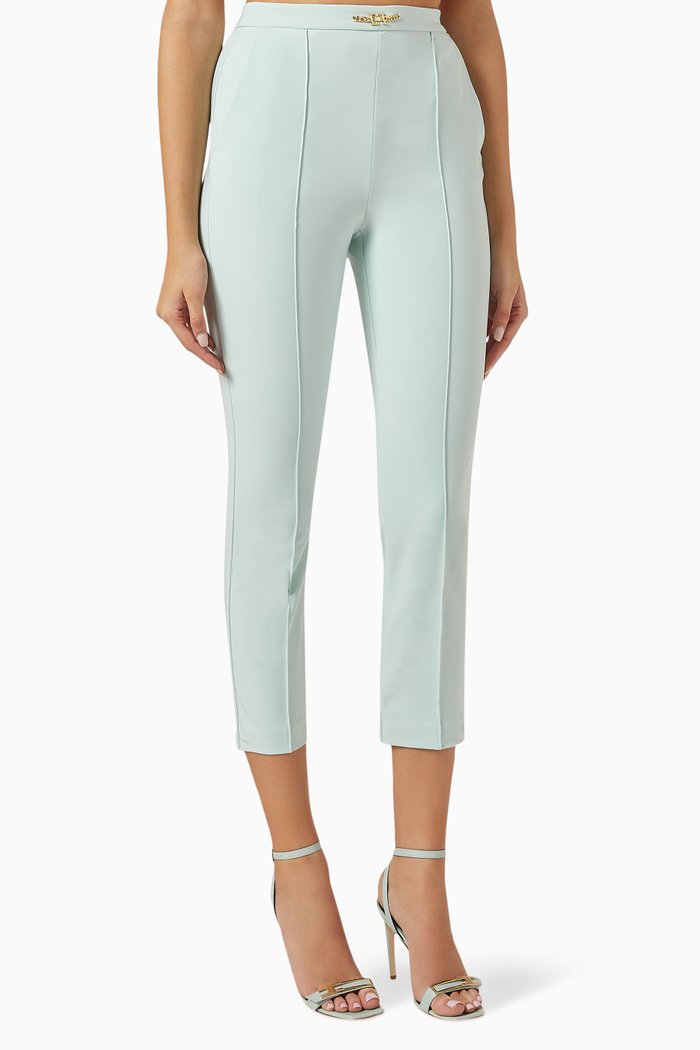 Straight Horsebit Pants in Technical Bi-elastic, Blue