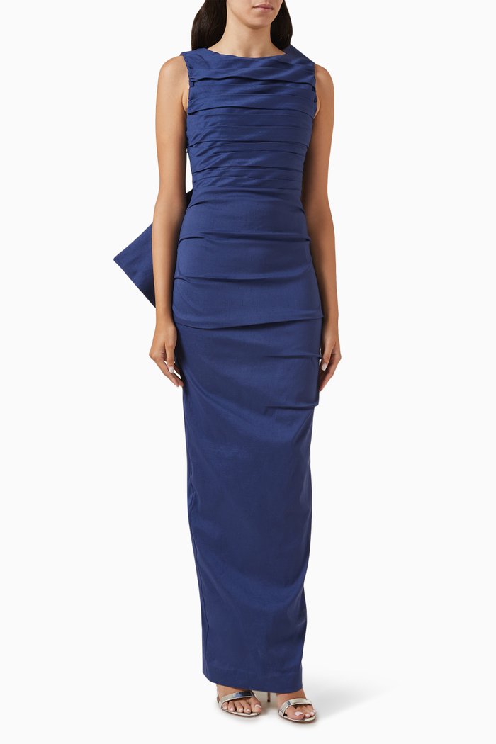 

Zora Gown in Stretch Taffeta, Blue