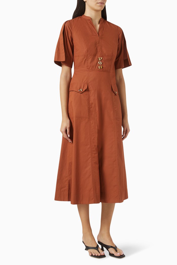 

Dora Shirt Dress in Cotton-poplin, Brown