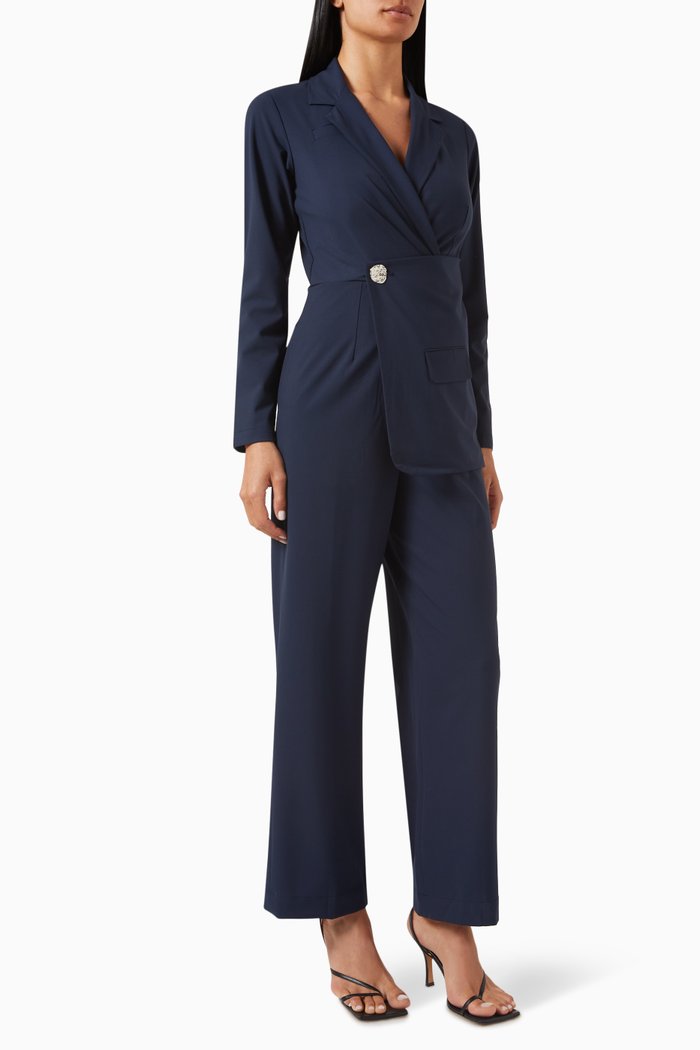 

Iris Collared Jumpsuit, Blue
