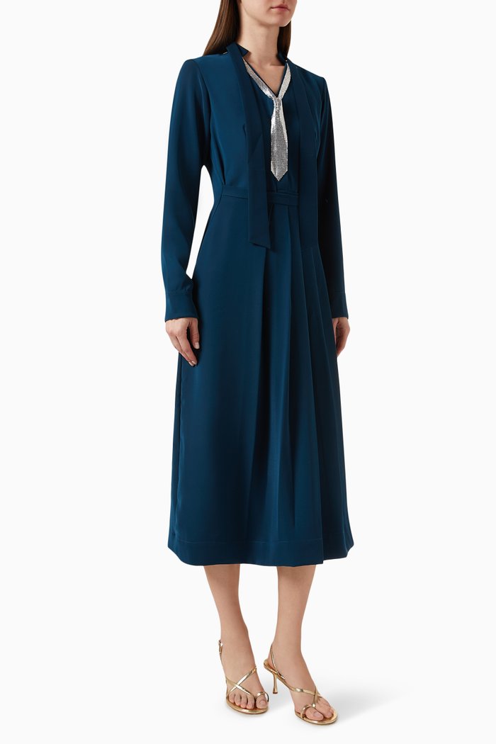

Katherine Midi Dress in Crepe, Blue