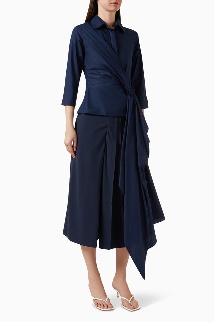 

Jasmine Drape Shirt in Cotton-poplin, Blue