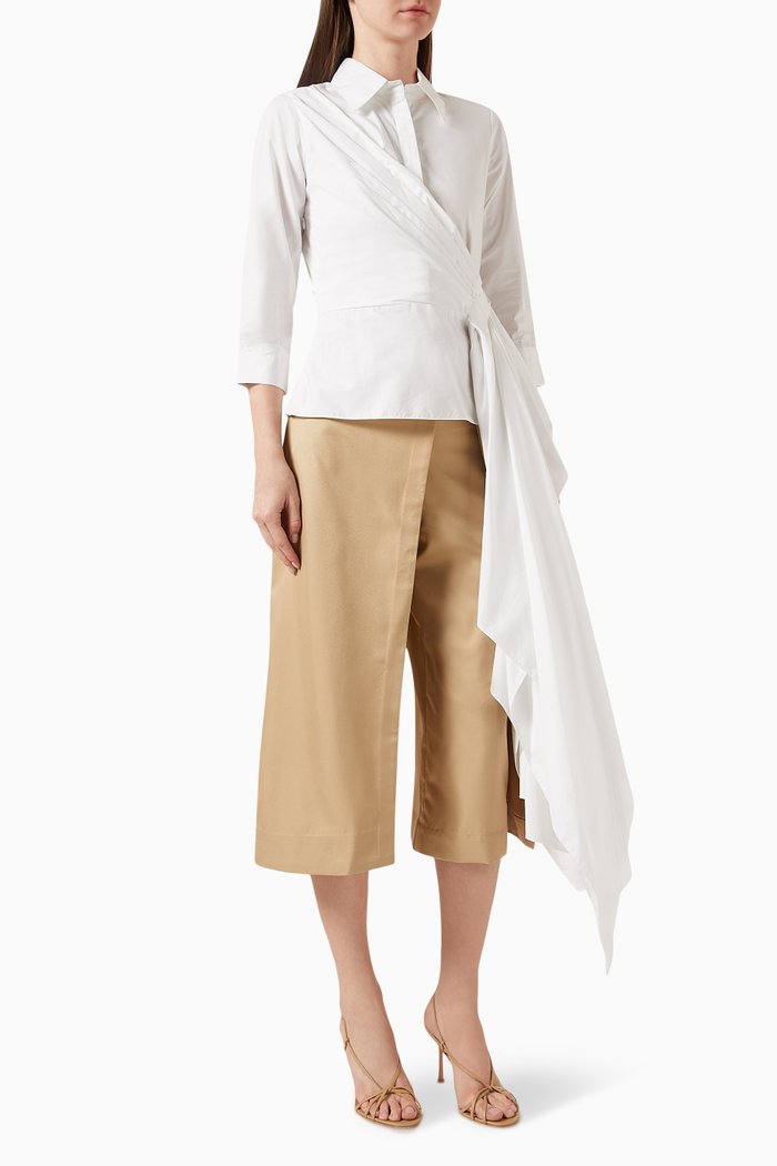 

Jasmine Drape Shirt in Cotton-poplin, White
