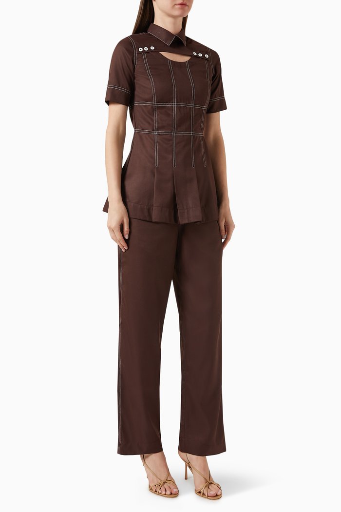 

Isla Shirt & Pants Set in Terry-rayon, Brown