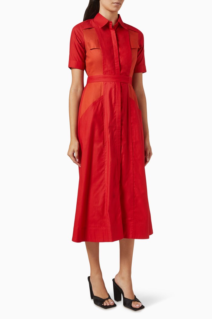 

Bertha Shirt Dress in Cotton-poplin, Orange