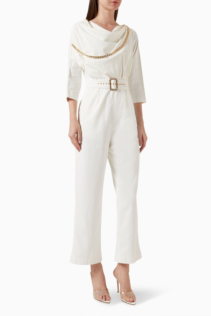 

Elenor Belted Jumpsuit in Terry-rayon, Neutral