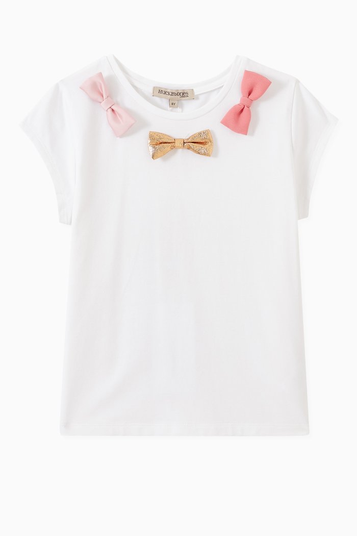 

Bow-detail T-shirt in Cotton & Modal Jersey, White