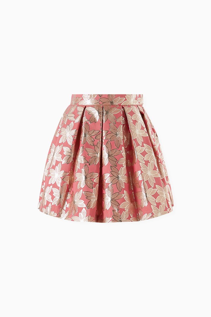 

Pleated Skirt in Flower Jacquard, Pink