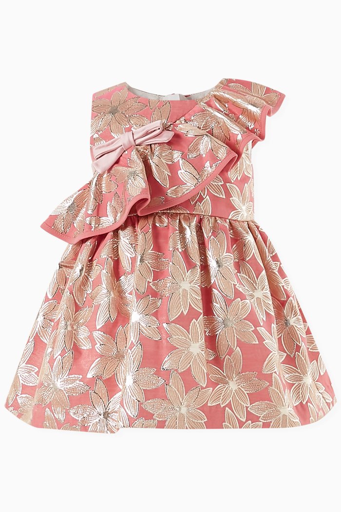 

Diagonal Ruffle Bodice Dress & Bloomers in jacquard, Pink