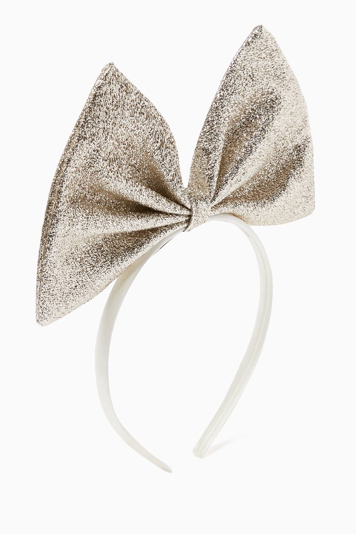 

Giant Bow Hairband in Satin, Silver