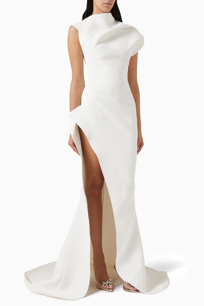 

Victoire Draped Gown, White