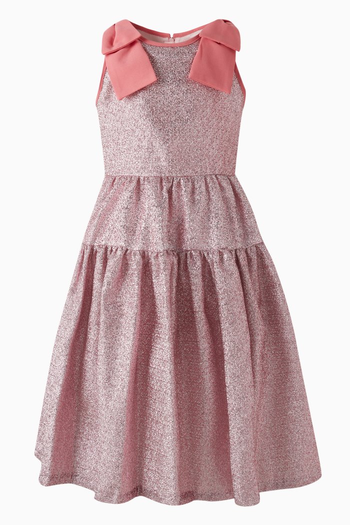 

Tiered Midi Dress in Crepe, Purple