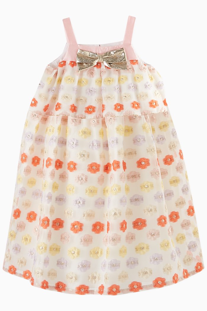 

Tiered Dress in Organza, White