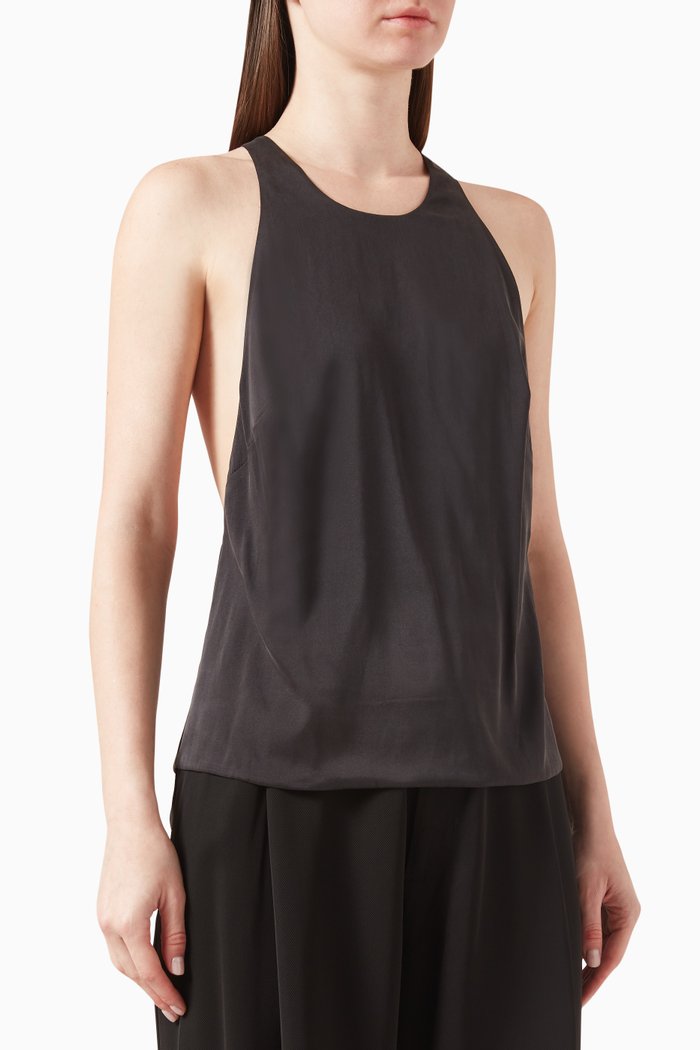 

Suspender Backless Top in Silk Blend, Black
