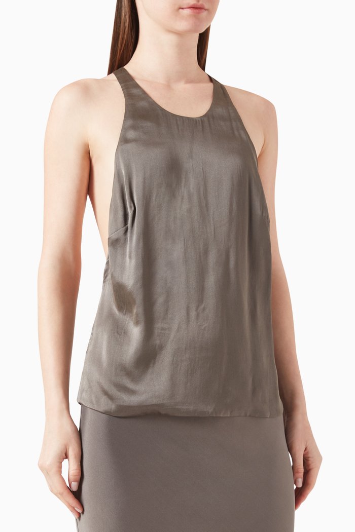 

Suspender Backless Top in Silk Blend, Grey