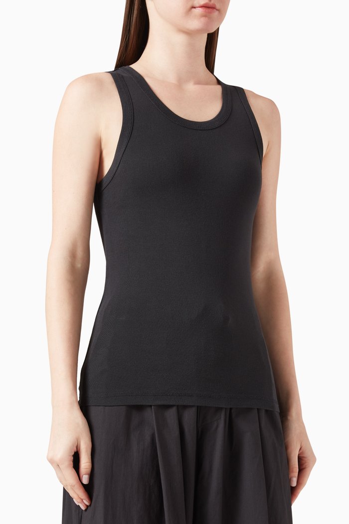 

Scoop-neck Singlet in Organic Cotton, Black