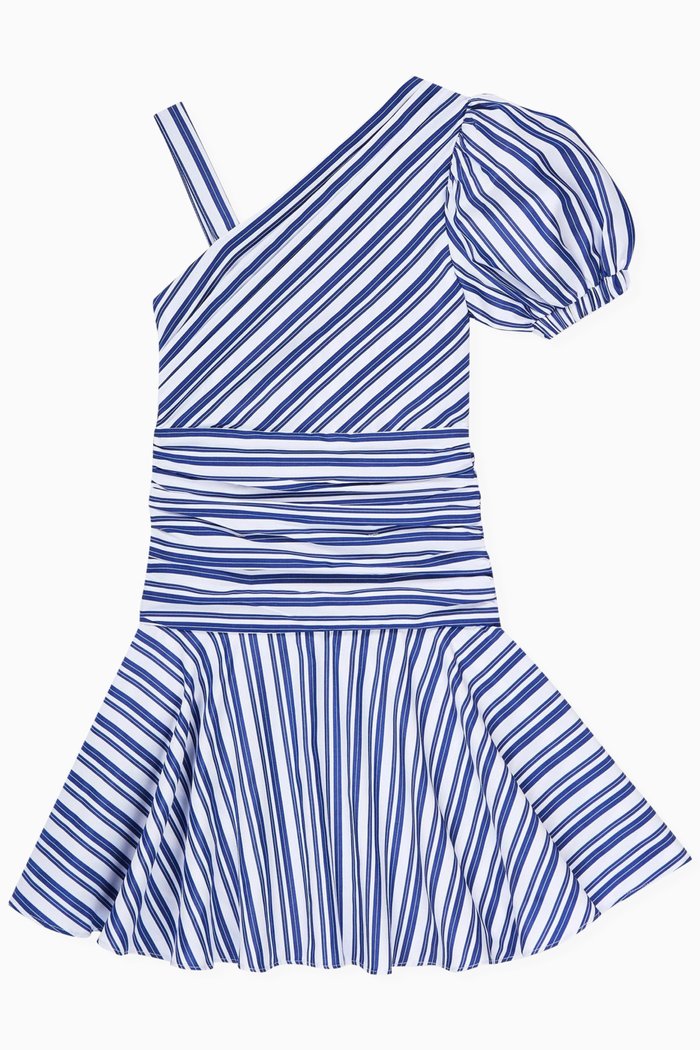 

One Shoulder Dress in Polyester, Blue