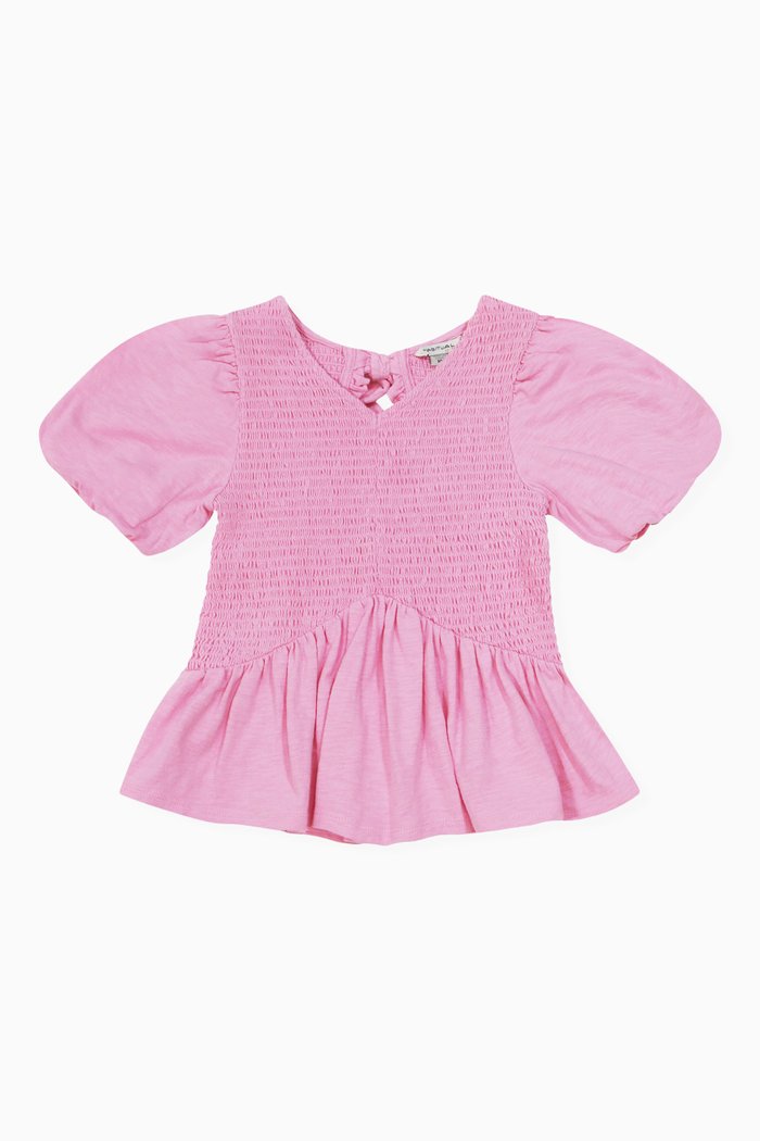

Smocked Tie Back Top in Cotton, Pink