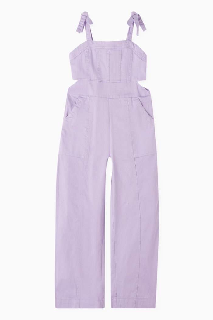 

Cut-out Jumpsuit in Cotton, Purple