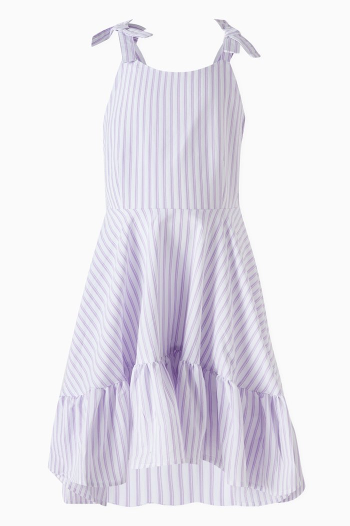 

Ruffle High-low Dress in Cotton-blend, Purple