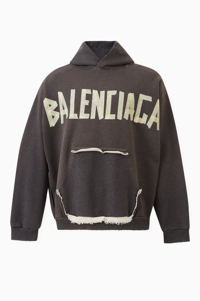 

Unisex Tape Type Large-fit Hoodie in Cotton-fleece, Grey