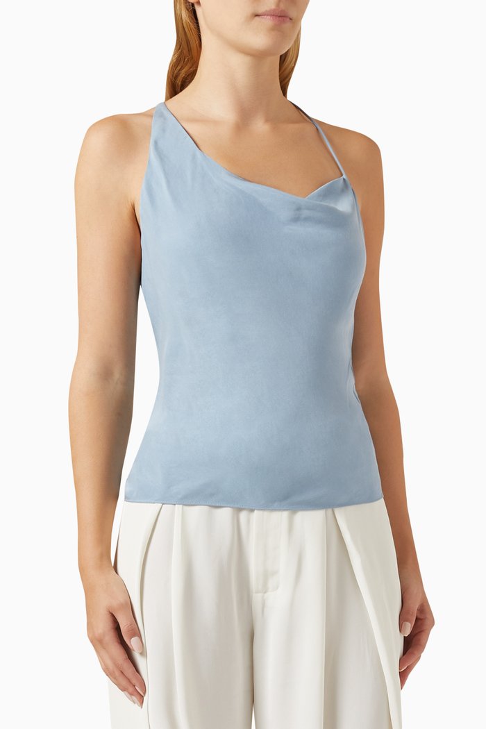 

Asymmetrical Draped Top, Blue
